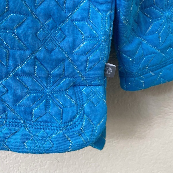 T by Talbots Pullover Sweatshirt Size Large Blue Embroidered Metallic Snowflake - Picture 3 of 5